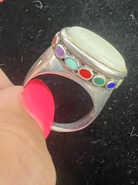 .925 SILVER mother of PEARL RING